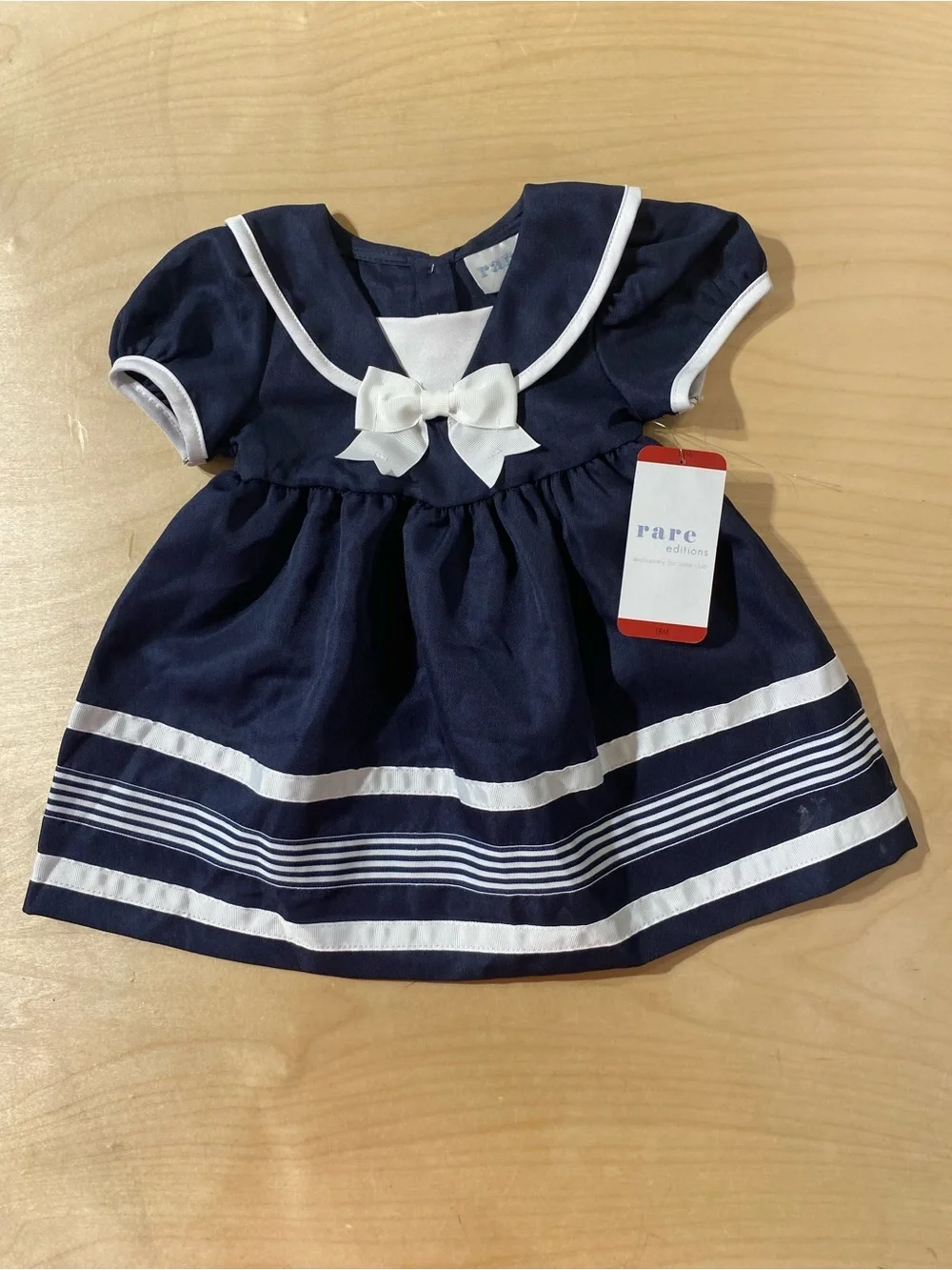 Rare Editions Navy and White Sailor Dress with Bow 18 Months (RY)